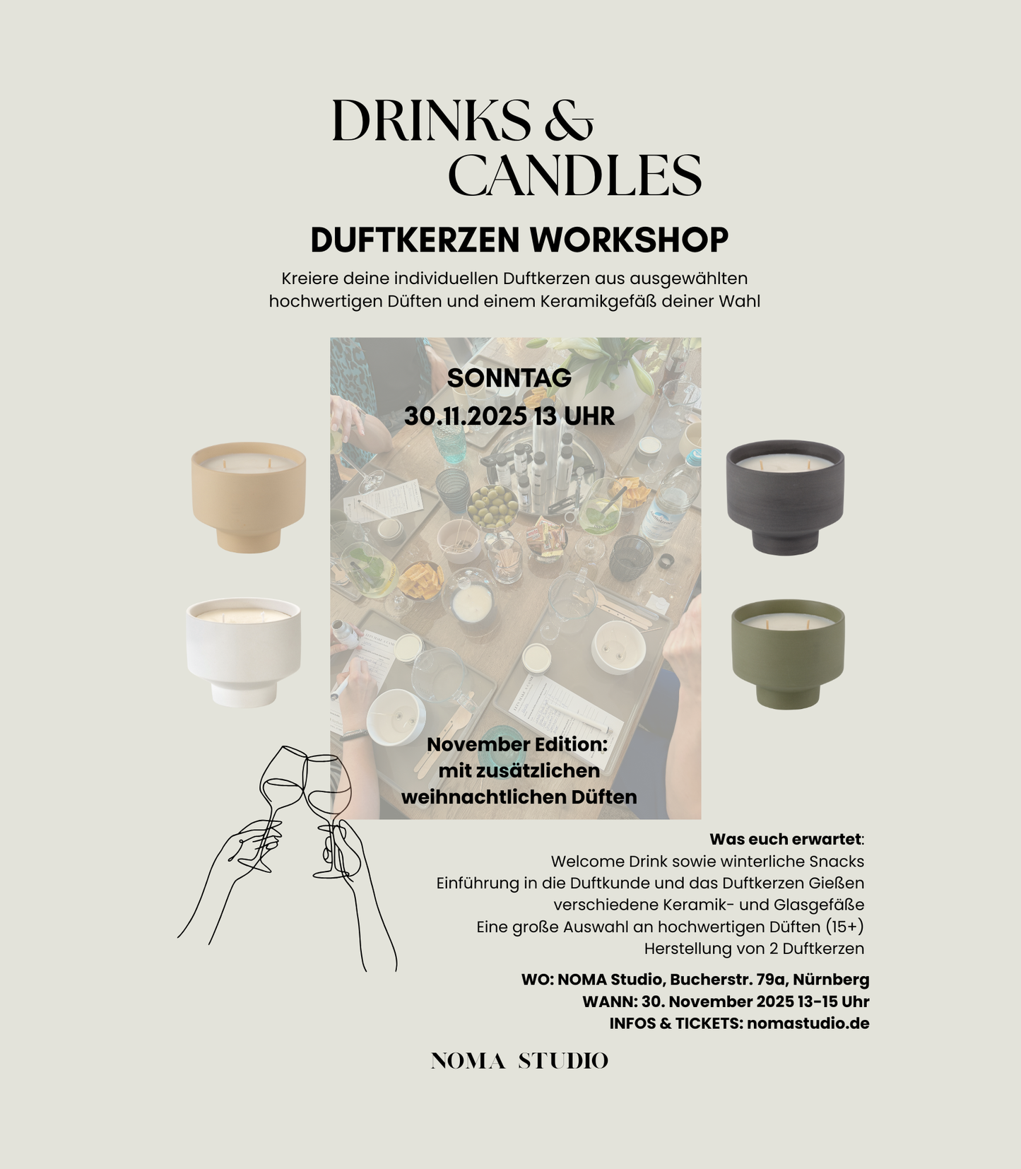 DRINKS & CANDLES - Duftkerzen Workshop 30.11.2025